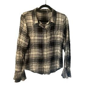 Sanctuary Black and White Plaid Button-Up Shirt
